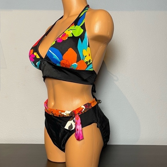 Nwt Body I.D. Floral Halter Top Matching Bottom 2-Piece Bikini Size 13/14 (SW31) - Picture 5 of 7